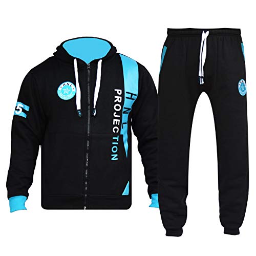 GUBA® - Conjunto de chándal para hombre, sudadera con capucha y pantalones, diseño HNL, con puños y tobilleras