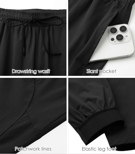Surenow Mens Athletic Pants Lightweight Workout Joggers Multiple Pockets Gym Sweatpants Quick-Drying Tapered Fit Training3