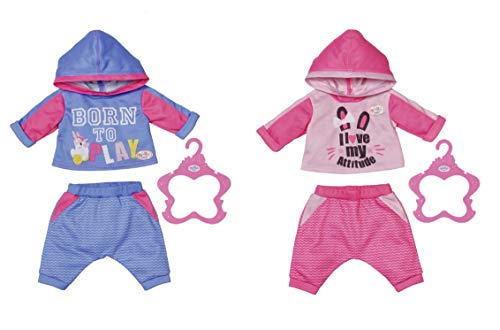 BABY Born Zapf Creation 830109 Jogsuit 43 cm - Ropa para muñecas, Accesorios para muñecas, Traje de muñeca Azul o Rosa, 1 Pieza, Color no Seleccionable.