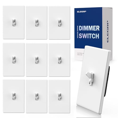 Image of ELEGRP Digital Dimmer Switch for LED /CFL, Toggle Dimmer Switch with Decorative Frameless Design Wallplate, Single Pole /3-Way, UL Listed, 10 Pack, White