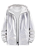 Lars Amadeus Metallic Jackets for Men's Shiny Winter Holographic Windbreaker Jacket XX-Large Silver