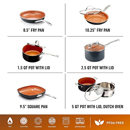 Gotham Steel 12 Pc Ceramic Pots and Pans Set Non Stick Cookware Set with Ultra Nonstick Ceramic Coating by Chef Daniel Green, 100% PFOA Free, Stay Cool Handles, Dishwasher and Oven Safe - 2024 Edition Gotham Steel 12 Pc Ceramic Pots and Pans Set Non Stick Cookware Set with Ultra Nonstick Ceramic Coating by Chef Daniel Green, 100% PFOA Free, Stay Cool Handles, Dishwasher and Oven Safe - 2024 Edition