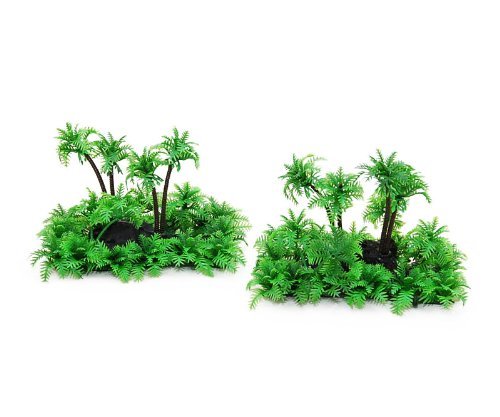 CNZ Set of 2 Plastic Palm Tree Plant Underwater Aquarium Ornament