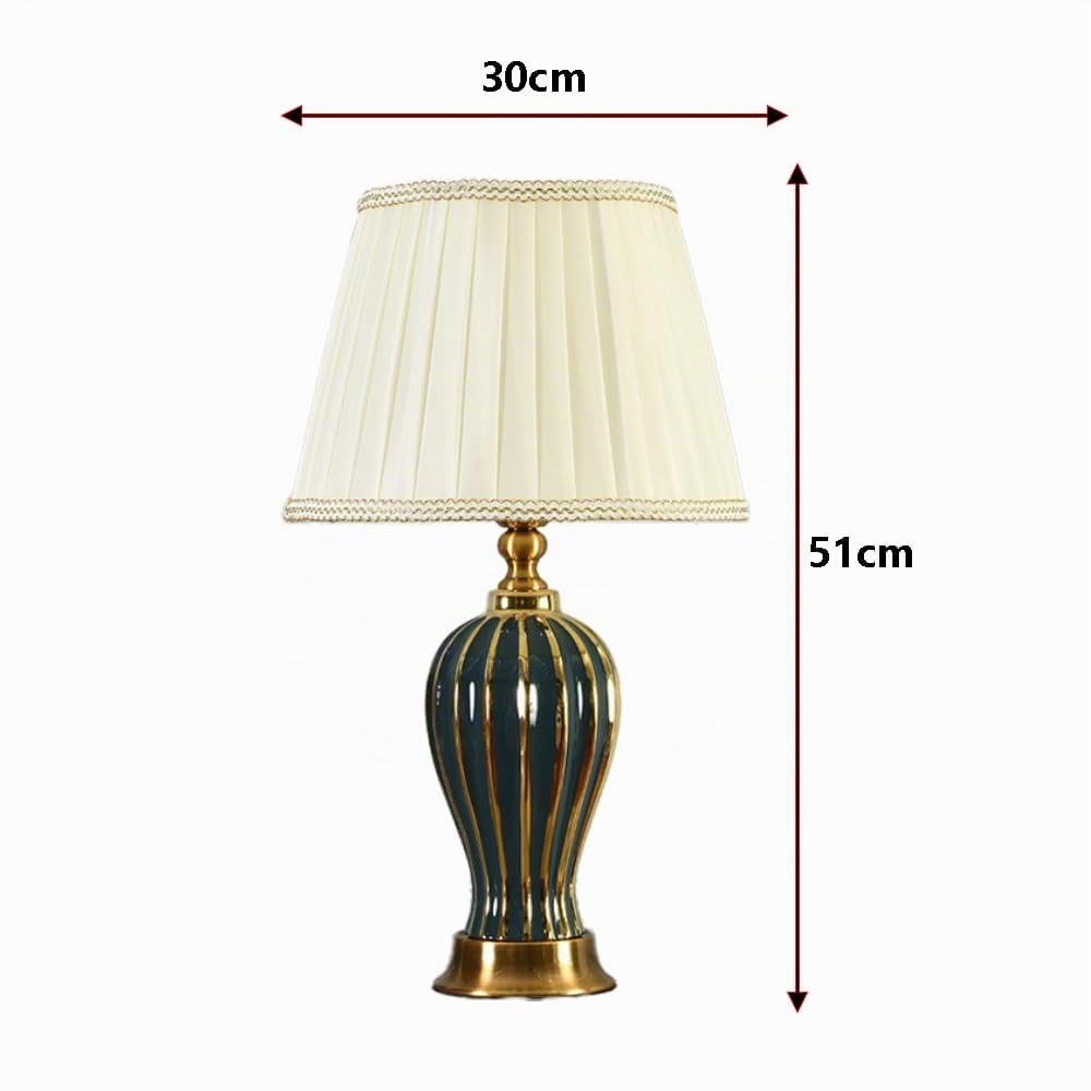 XINYASEE Lampade da tavolo in ceramica, lampada da comodino E27 moderna e tradizionale, lampade decorativa con paralume in tessuto per la decorazione di hotel, camere da letto e salotti (Verde)