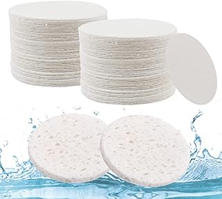 60 Count Facial Sponges Cleansing, White Compressed Face Sponges Cleansing Natural Wood Pulp Cotton Face Washing Sponge Cosmetic Sponges for Makeup Removal Exfoliating(2.5 Inch)