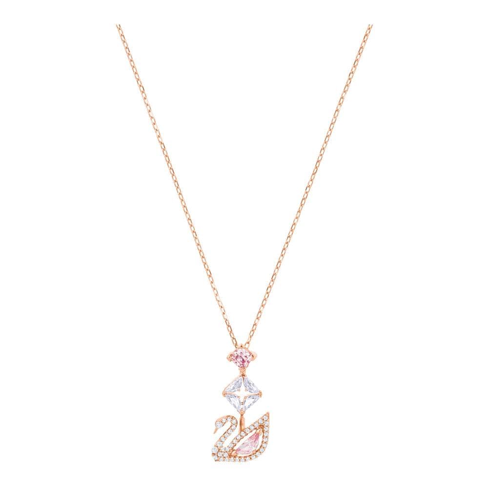 Swarovski Dazzling Swan Y necklace, Swan, Pink, Rose gold-tone plated