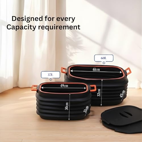 Image of Collapsible Pop-up Utility Bin 18L /37L, Foldable Dustbin with Lid, Portable Trash Bin for Kitchen, Camping & Gardening, Space-Saving Multipurpose Bin with Anti-Slip Base & Carry Handles