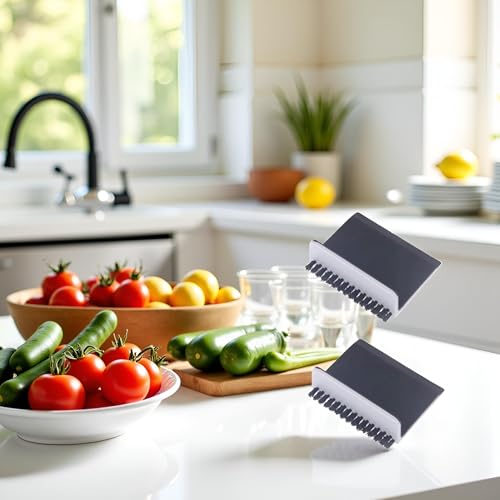 Image of 2Pcs Black Kitchen Sink Squeegee Cleaner Countertop Brush Wiper Vegetable Cleaning Brush Wiper Home Kitchen Tool Accessories Household Squeegees