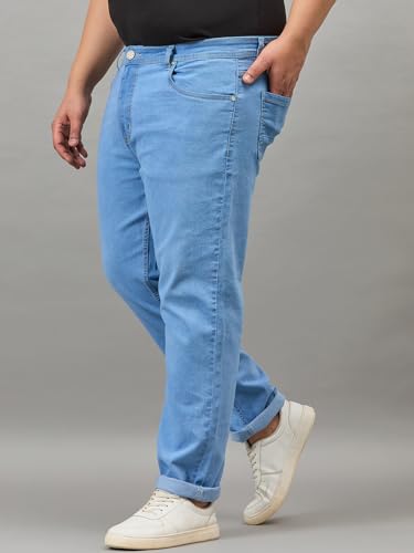 Image of Style Quotient Men Plus Size Black Tapered Fit Mid Rise Stretchable Jeans