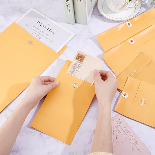 PH PandaHall 54 Stück Verschlusskraftumschläge 4 Größen Orangefarbener Kraftpapier Manilla Umschlag Zum Ablagern Speichern Versenden Von Dokumenten Weihnachtsbürodekoration 21.6/26.9/34.5/37cm