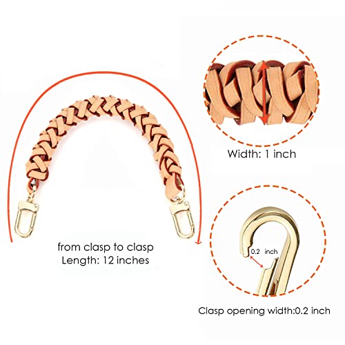 Senral Hand Carry Bag Strap Repacement Short Handle Handmade Vachetta Leather Braided Handle for Neonoe Pochette Bucket Bag Short Top Handle Strap Diy Purse Strap - Image 3