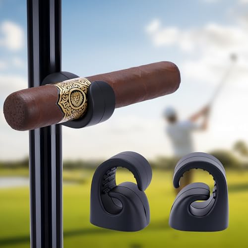 Aiwoit Magnetic Cigar Holder For Golf Cart, 2 Pack Universal Cigar Clips With Super Strong Magnet, Non-Slip Silicone Grip Cigar Accessory For Golfing Fishing Camping, Perfect Gifts For Men