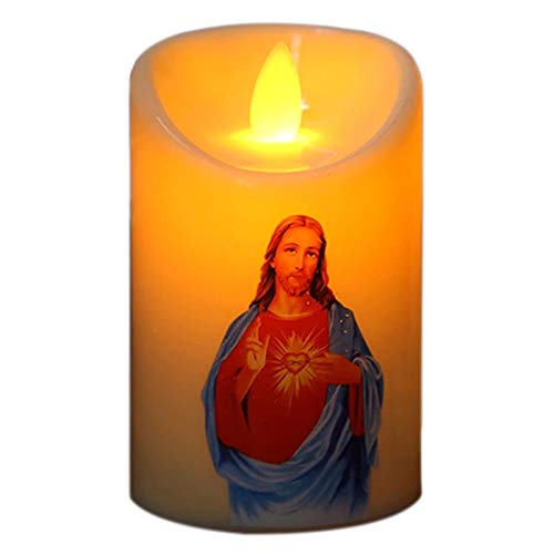 Jezus Christus Kaars Licht voor Creatieve Vlamloze Elektronische Kaarsen voor Thuis Slaapkamer Woonkamer Decoratie Supplie Vlamloze Gebedskaarsen Katholieke