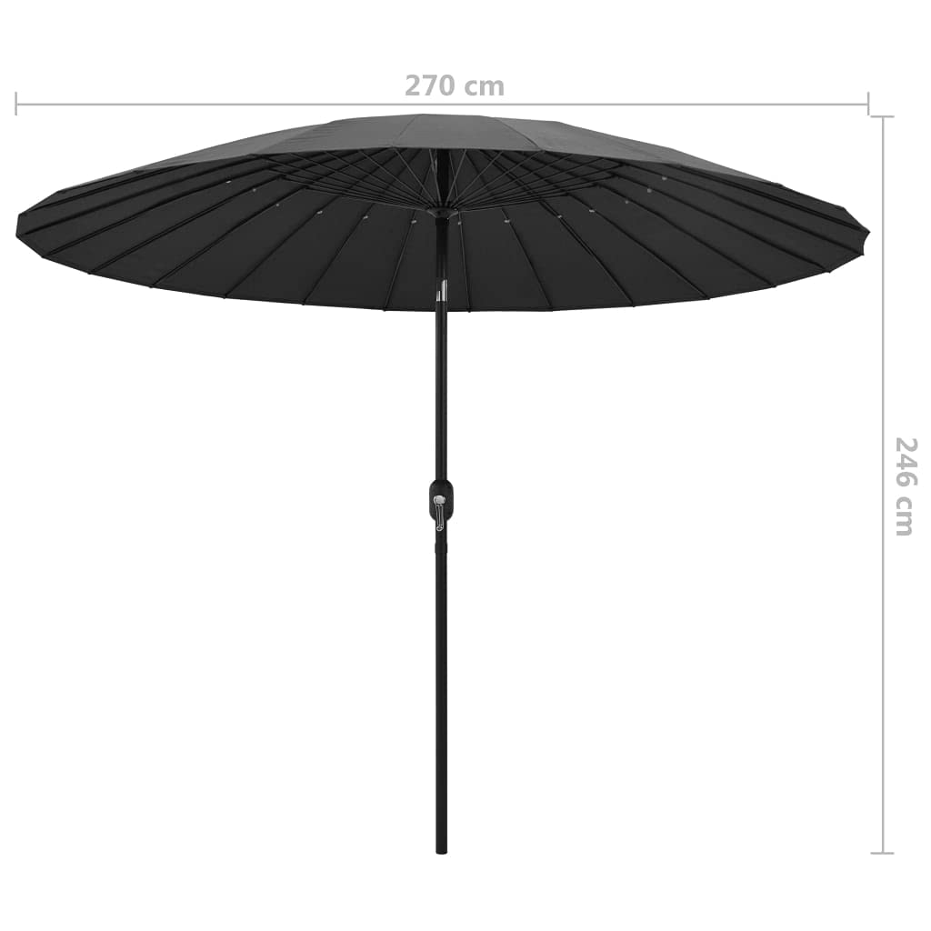 Homgoday Sombrilla de jardín con Palo de Aluminio Gris Antracita 270 cm Sombrilla de Jardín,Protección UV Sombrilla Jardín Grande Orientable Jardín Parasol Balcón