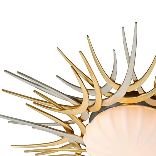 Corbett Lighting 224-31 Helios-27 Led Flush Mount Silver And Gold Leaf Finish-Satin And Opal Glass #TOP1