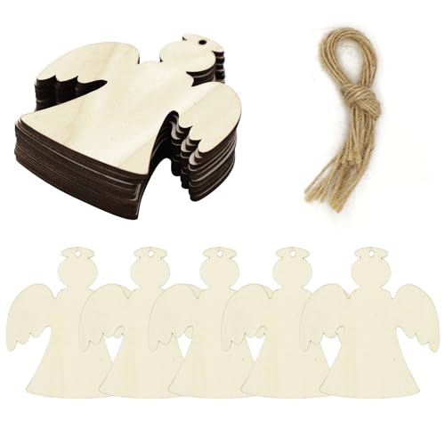 Ornamenti natalizi in legno, 10 palline di legno a forma di angelo, decorazioni natalizie da appendere all'albero di Natale, decorazioni per feste di Natale, artigianato fai da te, Y7TSMP (angelo)