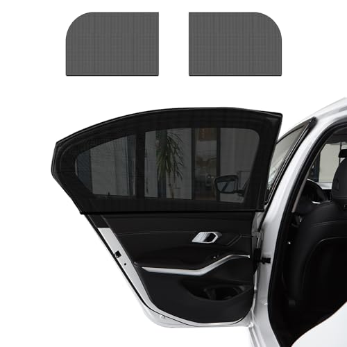 Ohleats 2 PCS Car Window Shades, Auto Front Rear Side Window Sun Shades for Block Heat & UV Protection, Breathable Mesh Baby Window Screen Covers, Universal Car Accessories (Car Back)
