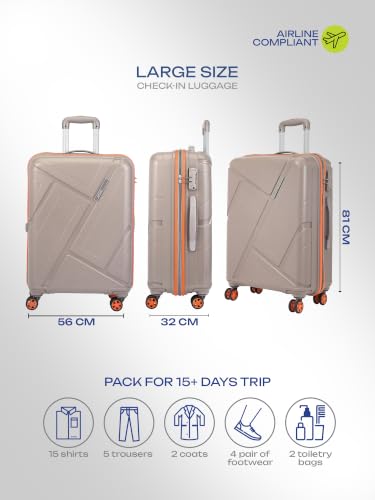 Image of Safari Benson Large 8 Wheels 77cm Check-in Trolley Bag Hard Case Polypropylene 360 Degree Wheeling System Luggage, TSA Approved Lock, Trolley Bags for Travel, Suitcase for Travel, Fossil