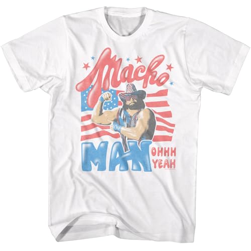 Macho Man Tshirt Stars & Stripes Adult Short Sleeve 80s Wrestling Icon Vintage Style Graphic T Shirt Tee