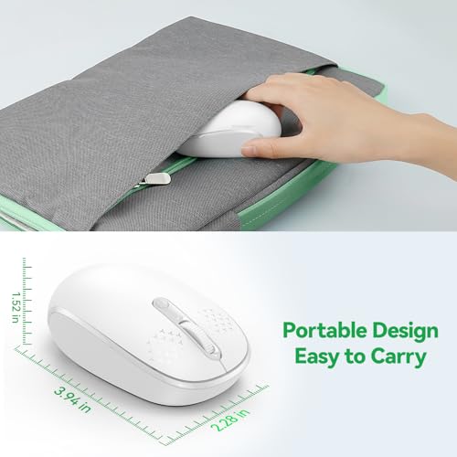 TECKNET Wireless Mouse for Laptop, 2.4G Quiet Computer Mouse with USB Receiver, 4 Buttons Portable Cordless Mice for Chromebook, Laptop, PC, Mac, 800/1200/1600 DPI - White by TECKNET - Image 4