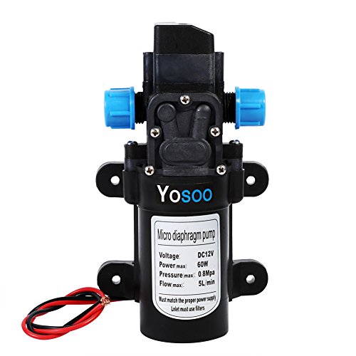 Yosoo DC12V 5L/min 115 PSI Wysokociśnieniowa Membrana Automatyczna Pompa Wodna do Przyczep Kempingowych, Łódź, Kampera, Ogród 60W