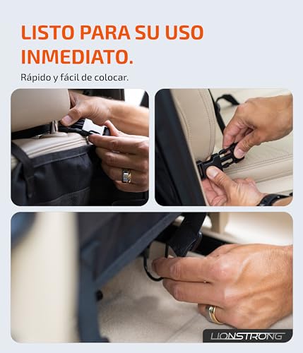 Miniatura 7 de Lionstrong Organizador Asiento Coche - Universal Multi-Bolsillo Protector Trasero Del Asiento De Coche Para Niños - Kick Mats Negro