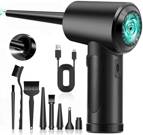 thumbnail: Aidisy Elektrische Stofblazer - 100.000 Omw/min, 9000 MAh Accu Met 6 Mondstukken Voor PC Reiniging