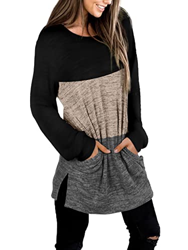 Xieerduo Womens Sweatshirts Crewneck Casual Pullover Tunic Fashion Shirts Fall Tops Black L thumb #1