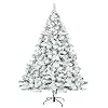 Outroad 6ft Snow Flocked Christmas Tree Premium Hinged Artificial Pine TreeXmas Tree Metal Stand and 800 Lush Branch Tips Holiday Decorate Easy to Assemble White