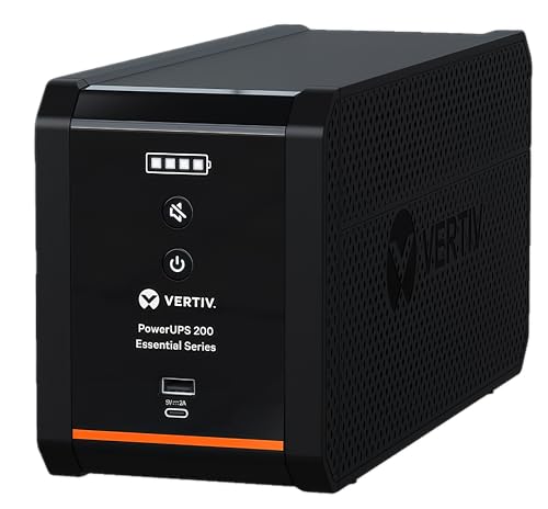 Vertiv Liebert PowerUPS 200 Essential, PSA6E-1000LVT, Line Interactive UPS 1000VA/550W, Battery Backup & Surge Protector, AVR, 6 Outlets, USB C+A Charging, 3 Year Warranty by Vertiv - Used condition - US$139.58