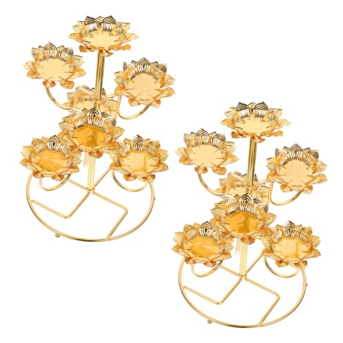 TOPPERFUN 2piezas Soporte De Vela De Loto Vintage Elegante Portavelas para Tealight para Decoración del Hogar Bodas y Ceremonias Budistas