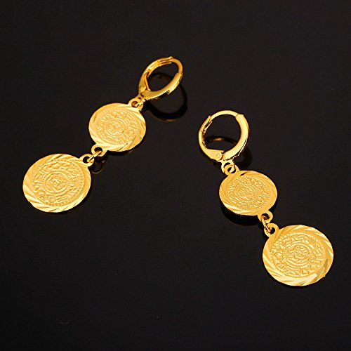 U7 Colar Allah para mulheres/homens, banhado a ouro 18K, quadrado, oval/moeda/coração/lua crescente,