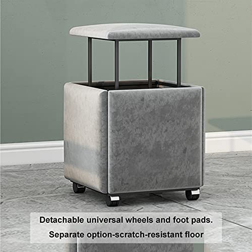 wanhe Sofa Stool Footrest Step Stool 5 in 1 Seating Cube with Swivel Casters Stackable Rubik's Cube Sofa Chair Stool Padded Seat for Dorm Living Room - Image 3