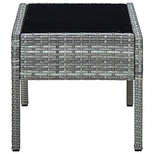 vidaXL Outdoor Garden Table – Stylish Poly Rattan Bistro Table for Patio, Terrace, or Backyard – Grey 75x40x37 cm - Image 5