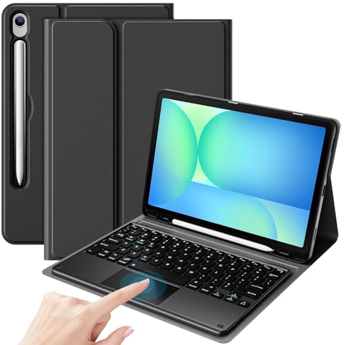 ProCase Keyboard Case with Touchpad for Galaxy Tab S10 FE/S10 Lite/S9 FE 10.9-Inch Tab S9 11 Detachable Wireless Keyboard Folio Cover with Pencil Holder Type-C Charging -Black