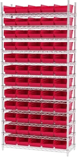Akro-Mils 30130 Plastic Shelf Bins, Heavy Duty Storage Bins for Garage, Closet, and Drawer Organization, 30.48 cm x 16.51 cm x 10.16 cm, Red, 12-Pack – vue 5