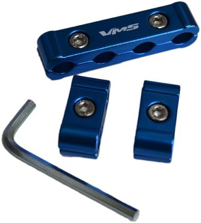 VMS RACING 3pc piece BLUE Billet Aluminum Spark Plug WIRE SEPARATORS Compatible with Hot Rod Rat BBF SBF SBC BBC Ford T Bucket Chevy Chevrolet 8mm 9mm 10mm wires