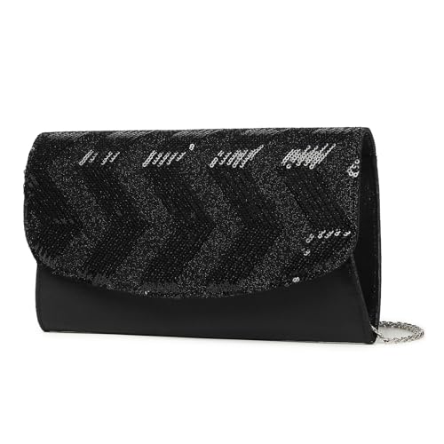 Miss Lulu Mini bolso cruzado para mujer, bolso de mano con cadena, bolso de hombro para fiesta de noche, lentejuelas brillantes