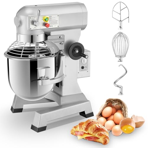 Profi Teigknetmaschine 15L mit Planetenrührwerk 600W Starkleistung (3 Stufen 135 220 409 U/min) inkl Edelstahl-Rührschüssel Knethaken & Schneebesen für Bäckerei Gastronomie & Haushalt