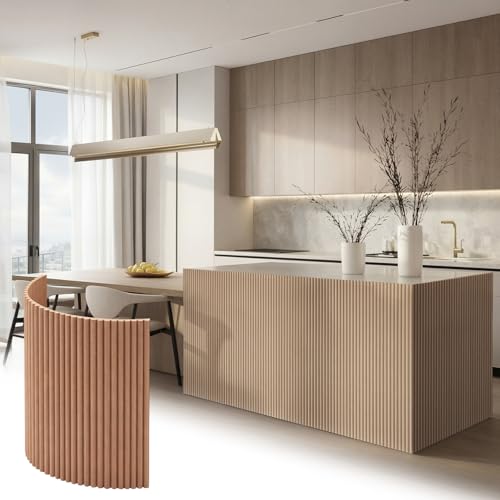 Sintuff 6 Pcs MDF Flexible Wood Slat Wall Panel 24 x 16 Inch 3D Half Round Wainscoting Board and Batten Wall Slatted Panel Decor Paintable for DIY Home Bedroom Living Room Decor