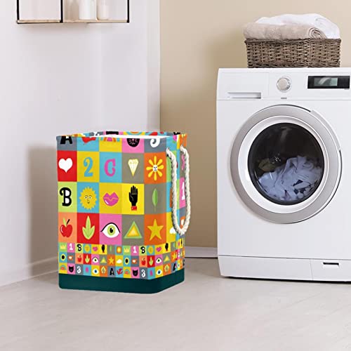 Panier à linge imperméable grand format avec motif dessiné main