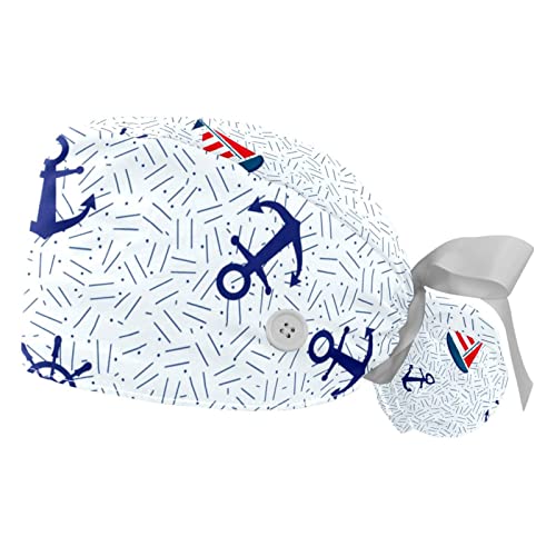 Chapeaux de travail pour hommes et femmes JDEZ bonnet bouffant motif océan réglable