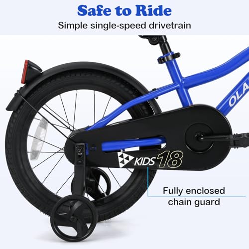 Image of Olakids Kids Bike, 12 14 16 18 Inch Toddlers Bike with Training Wheels Safety Bell Adjustable Seat and Handlebar, Handbrake and Coaster Brake, Children's Bicycle for Boys Girls