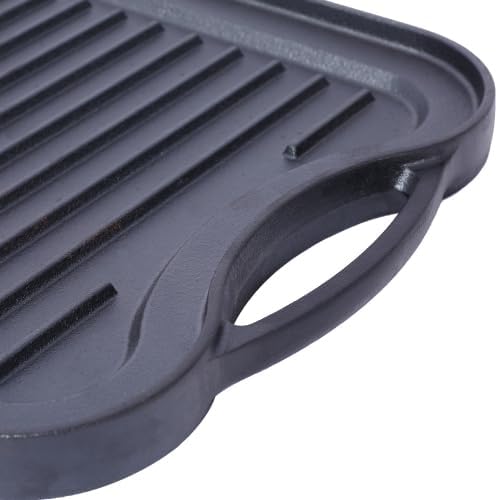 Pre-Seasoned Cast Iron Reversible Rectangular Grill/Griddle, Black,20inch x 10inch