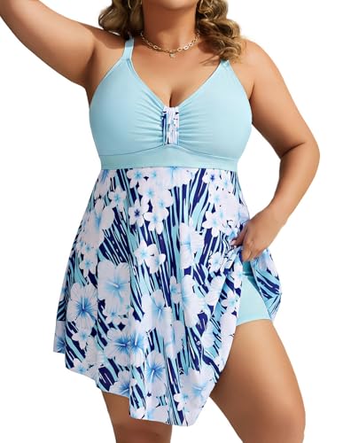 Hanna Nikole Large Size Baing Suit for Women Ove 50 60 V Neck Color Block Swimdress Popular...