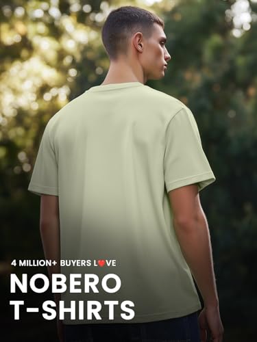 Image of NOBERO 100% Cotton T Shirts for Men Stylish | Regular Fit | Solid T Shirts for Men 180 GSM Combed Cotton | Round Neck Half Sleeve