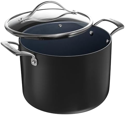 Guy Fieri's Flavortown Laser Titanium 8-Quart Stock Pot with Lid - Non-stick Cookware Without PFAS, PTFE, or PFOA, 3x More Durable, Dishwasher Safe, Oven Safe