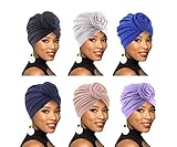 4Pack/6Packs Women Turban African Pattern Knot Headwrap Beanie Pre-Tied Bonnet Chemo Cap Hair Loss...