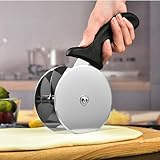 Stainless Steel Double Wheel Vegetable Cutter, Pizza Wheel With Sharp Blade For Cutting Shells, Pies, Cheese, with Built-in Finger Guard & Non-Slip Plastic Handle, Dishwasher Safe (1 pc)