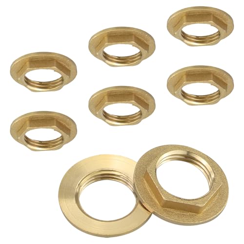 8 tuercas de bloqueo hexagonales con brida, rosca interior de 1/2 pulgadas, tuerca hexagonal de latón, tuerca de montaje sanitario, para baño, lavabo, accesorios sanitarios